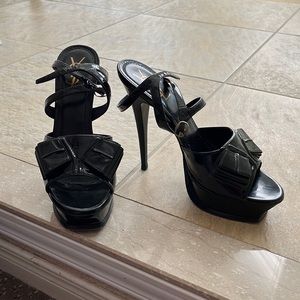 YSL black patent “Y” stilettos